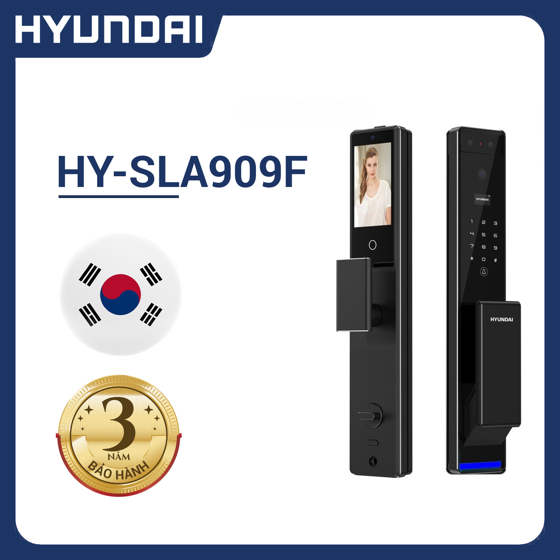 Khóa vân tay cửa gỗ tự động Hyundai HY-SLA909F