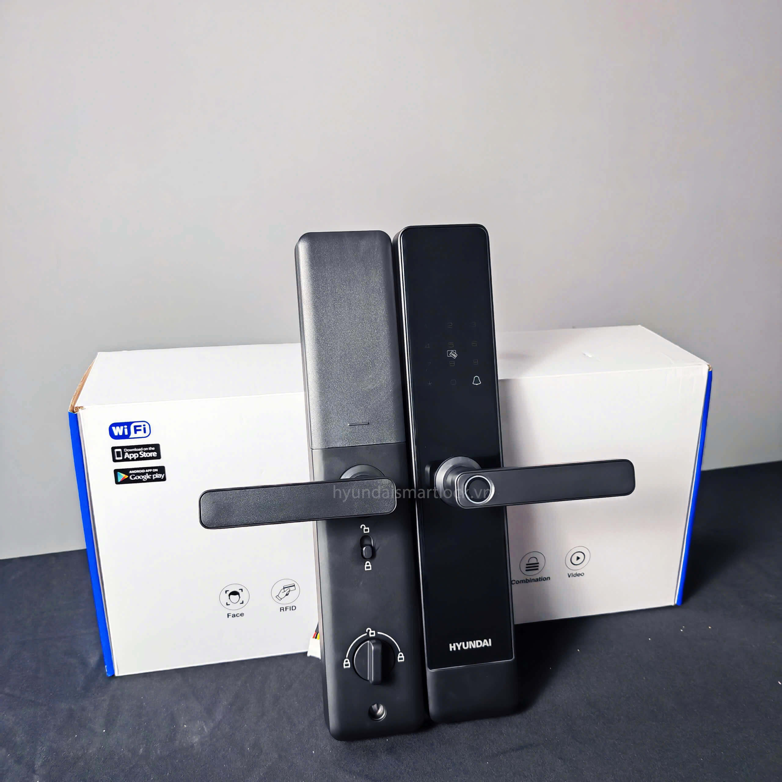 Dòng khóa vân tay cửa gỗ HY-SL007 màu đen kèm hộp
