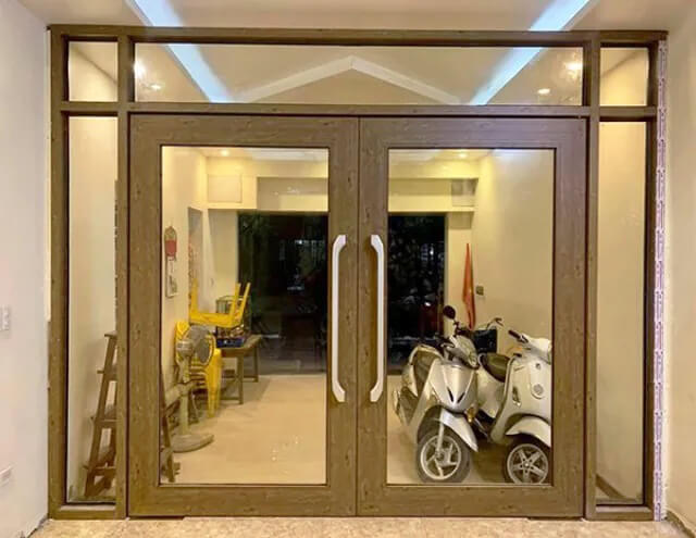 Hình ảnh cửa nhôm kính vân gỗ