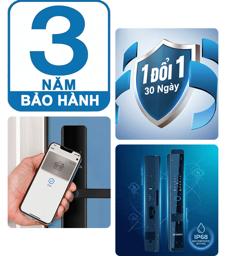 Khóa cửa điện tử Hyundai 3 năm (Mobi)