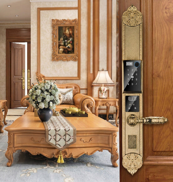 Khóa cửa gỗ tân cổ điển đại sảnh tân cổ điển màu vàng 24K