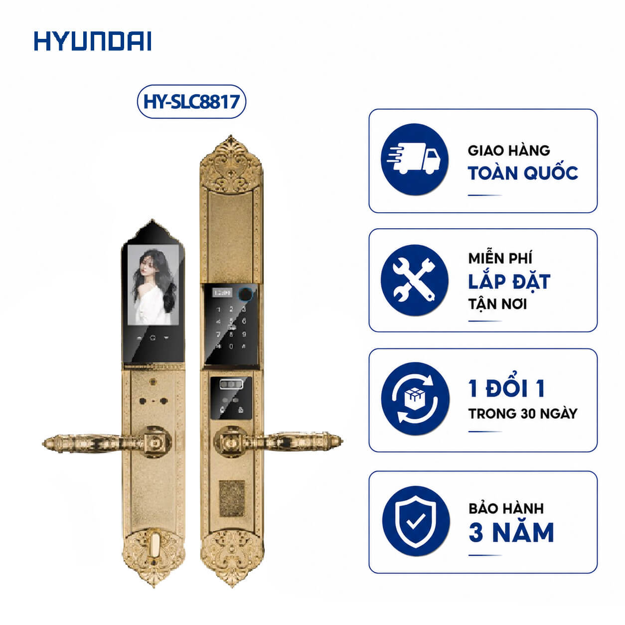 Khóa điện tử đại sảnh Hyundai HY-SLC8817 Gold