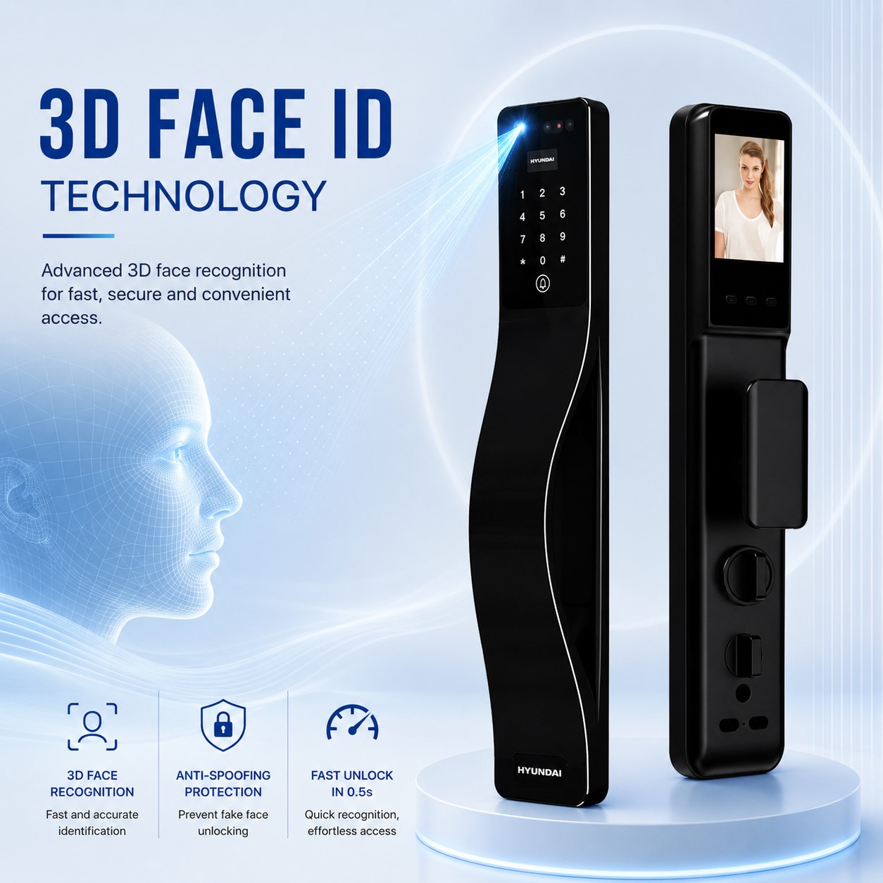 Advanced 3D Face ID Technology on Hyundai HY-SLA807F