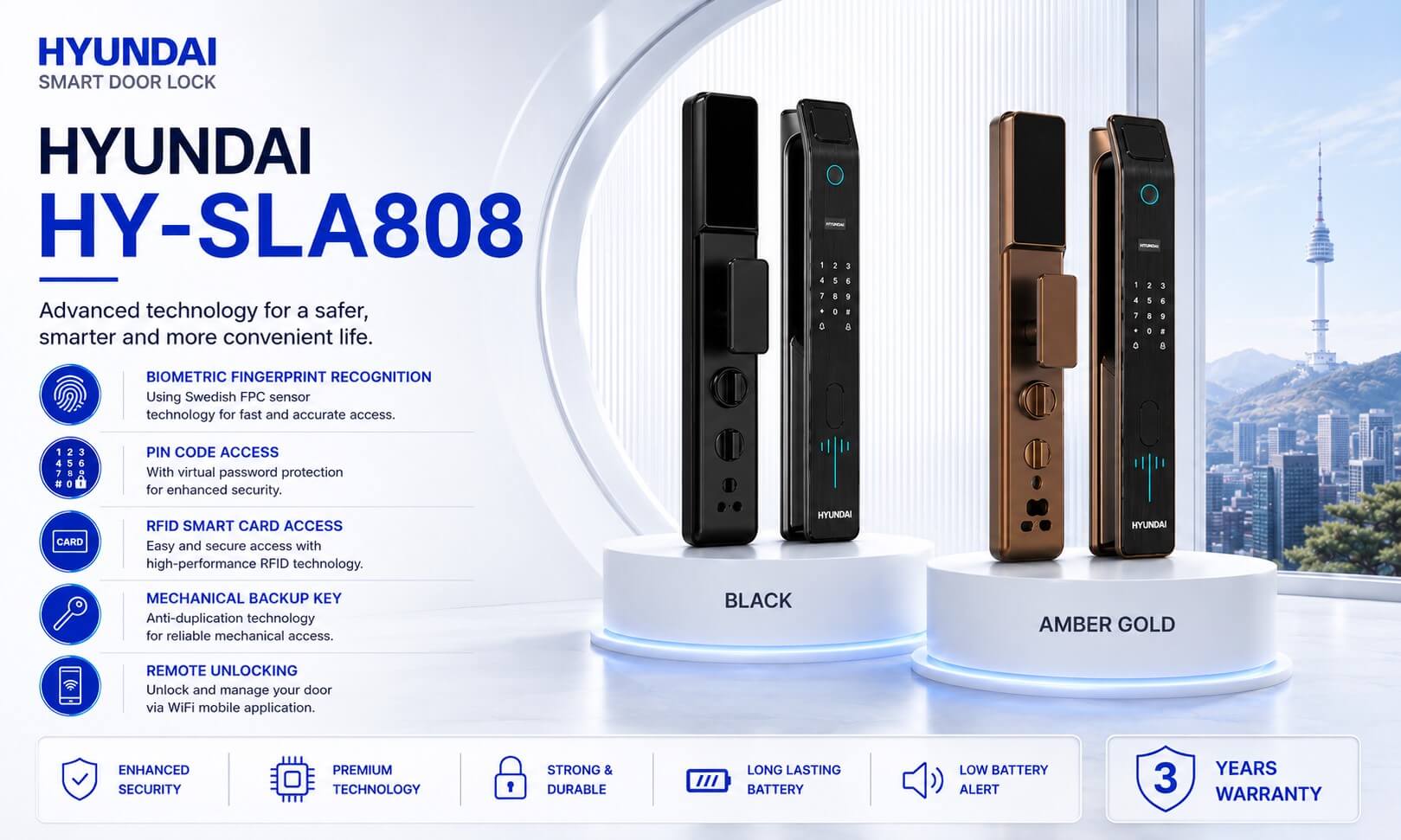 Hyundai HY-SLA808 Automatic Electronic Door Lock