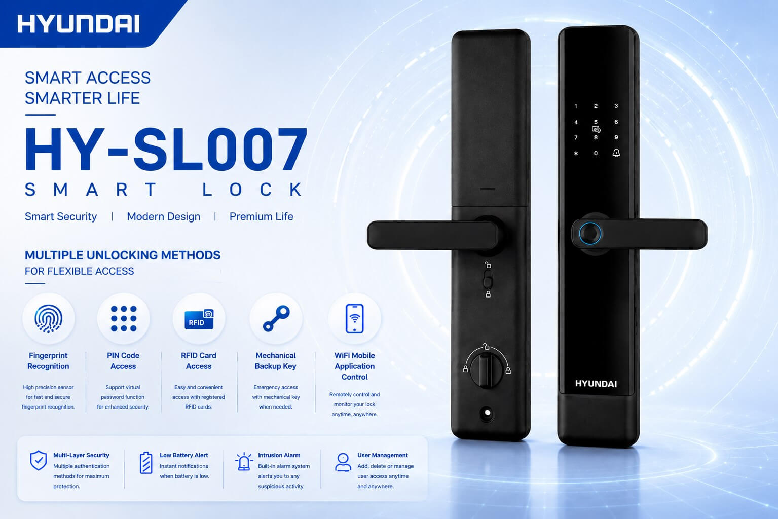 Hyundai HY-SL007 Biometric Fingerprint Lever Door Lock