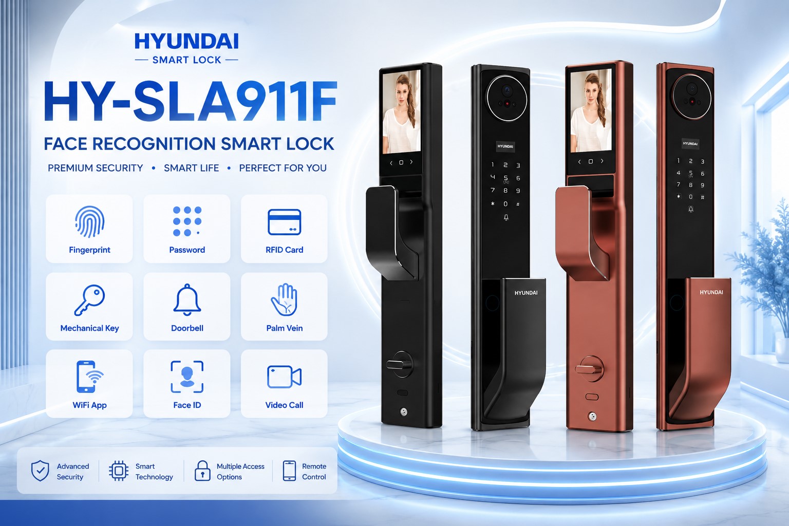 Hyundai HY-SLA911F Face Recognition Smart Lock