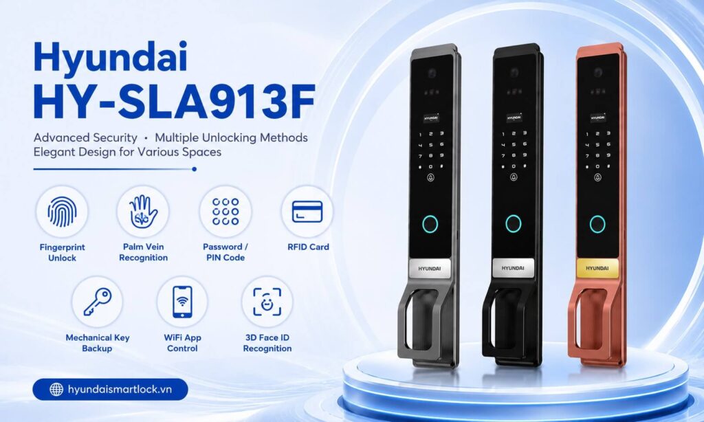 Hyundai HY-SLA913F Face ID Automatic Wooden Door Smart Lock