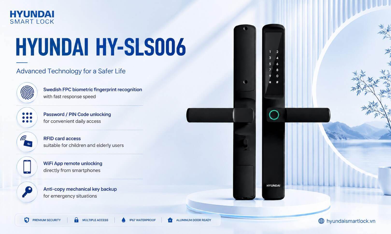 Hyundai HY-SLS006 Waterproof Fingerprint Door Lock