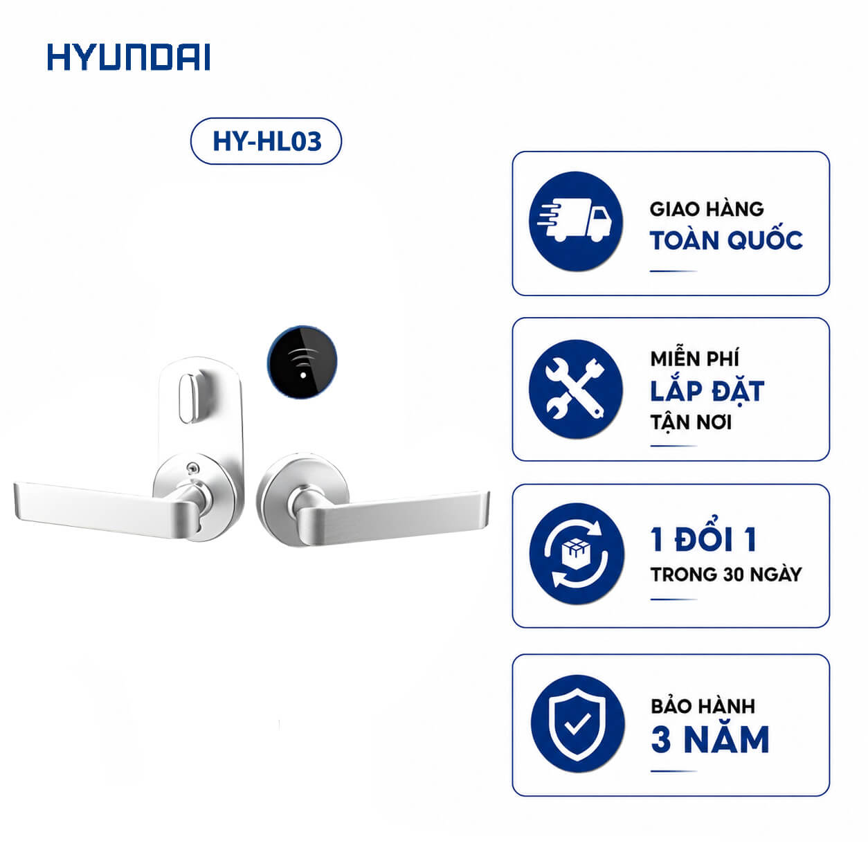 Khóa điện tử khách sạn Hyundai HY-HL03 (Trắng bạc)