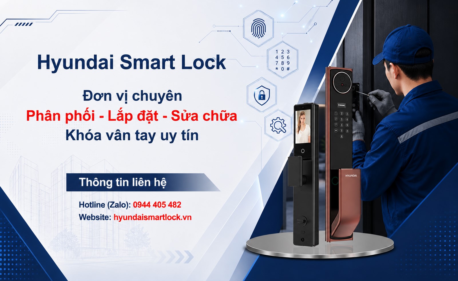 Đơn vị phân phối lắp đặt sửa chữa khóa Hyundai chính hãng