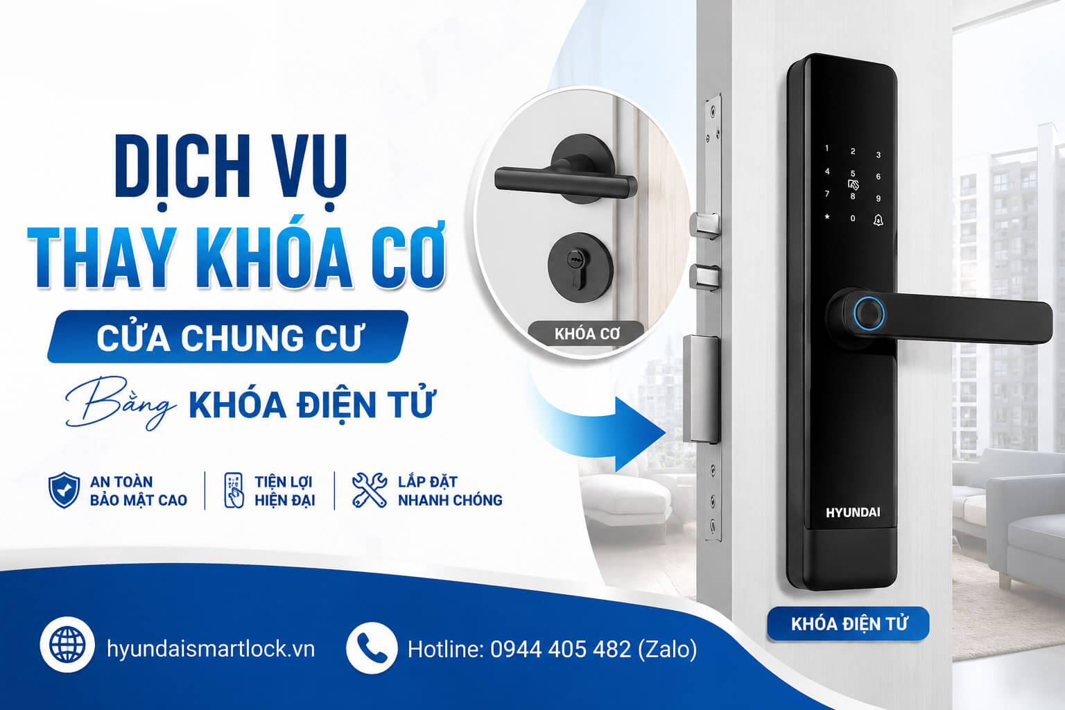 Dịch Vụ Thay Khóa Cơ Cửa Chung Cư Bằng Khóa Điện Tử