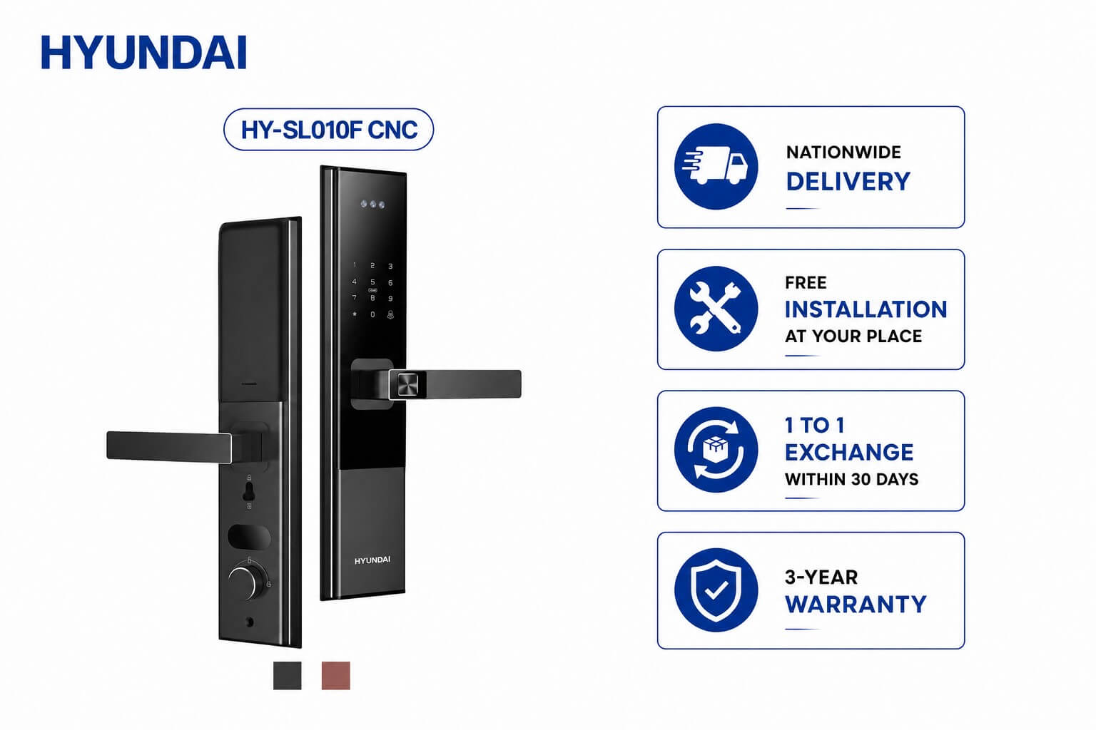 Hyundai HY-SL010F CNC Smart Lock with Lever Handle