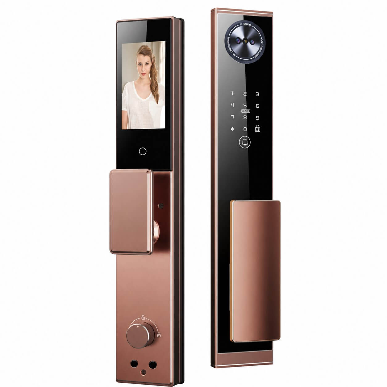 Hyundai HY-SLA101 CNC Smart Fingerprint Door Lock in Amber Gold