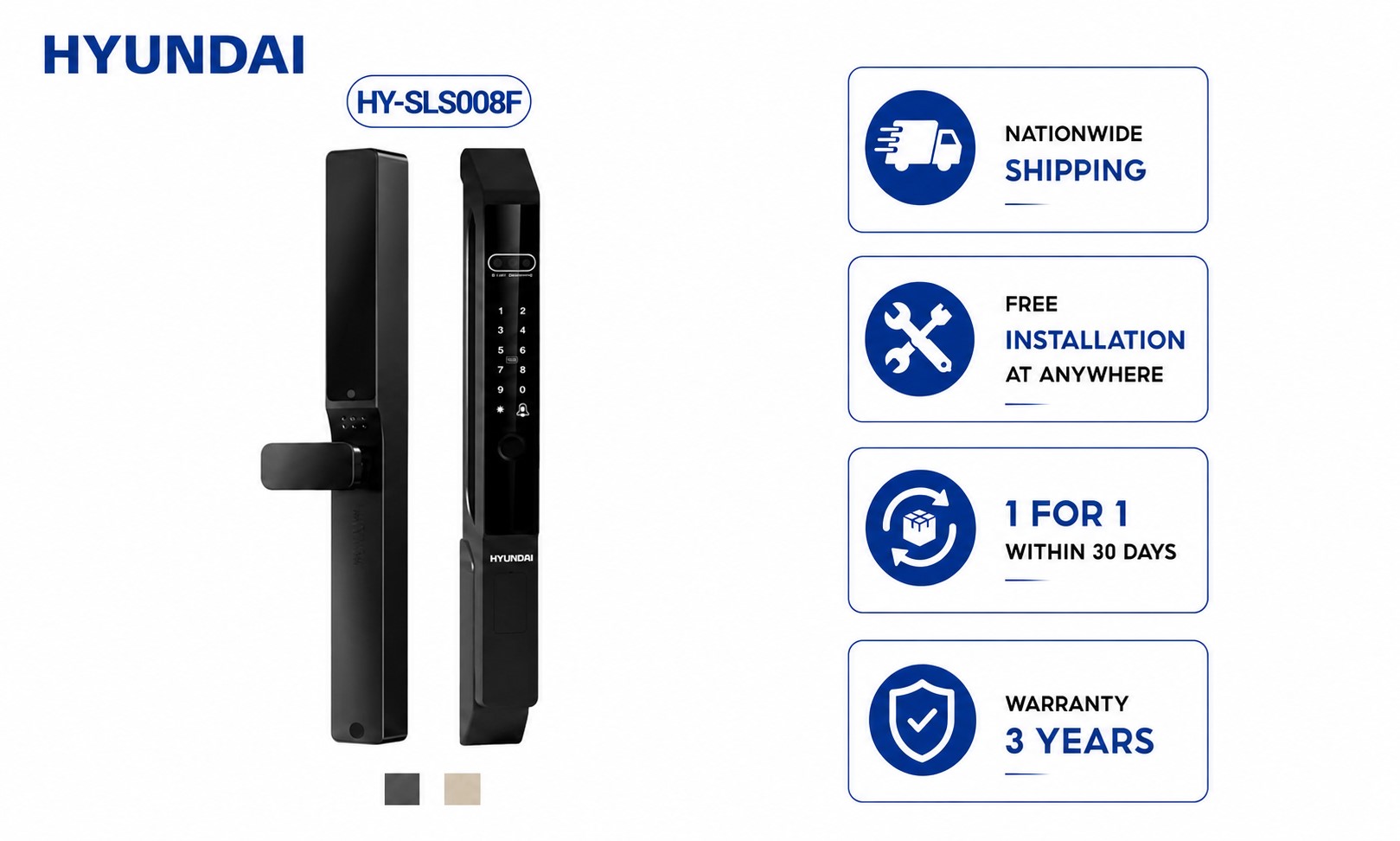 Premium Hyundai HY-SLS008F Smart Door Lock for Aluminum Doors