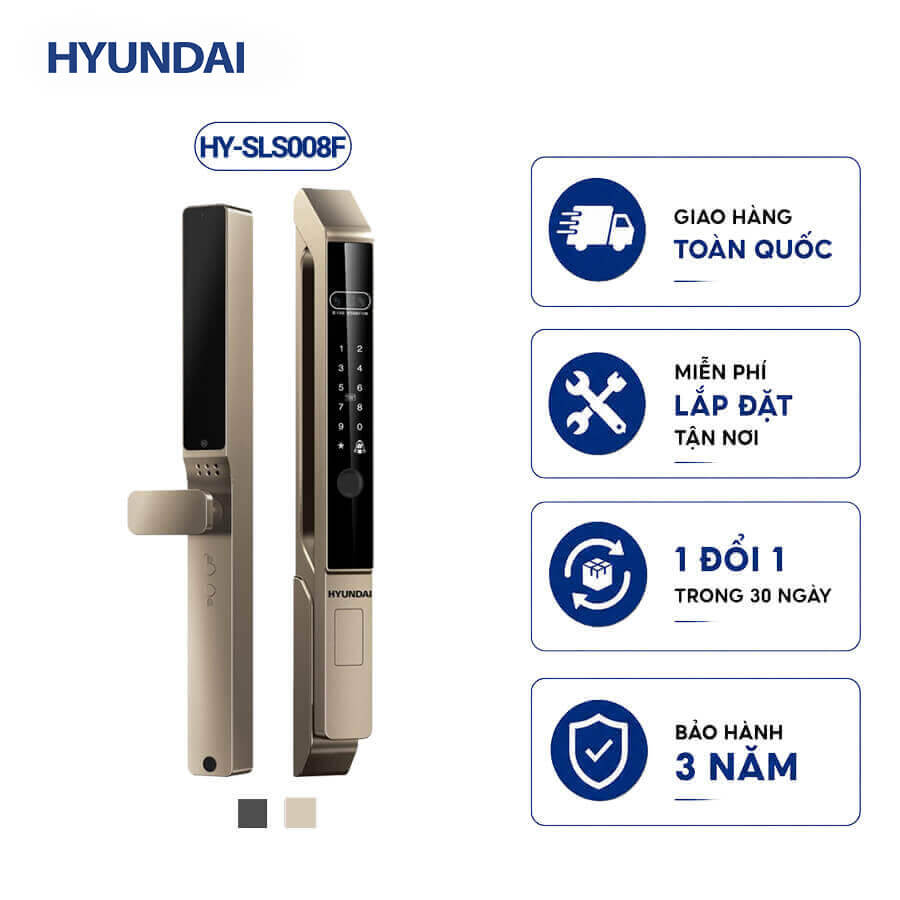 Khoá vân tay cửa nhôm tay gạt Hyundai HY-SLS008F Gold