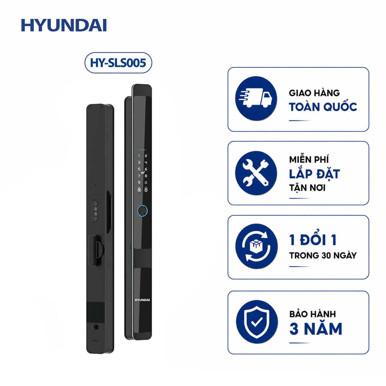 Khóa vân tay cửa nhôm tự động, chống nước Hyundai HY-SLS005 Black