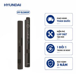 Khóa vân tay cửa nhôm tự động, chống nước Hyundai HY-SLS005F Black Face ID
